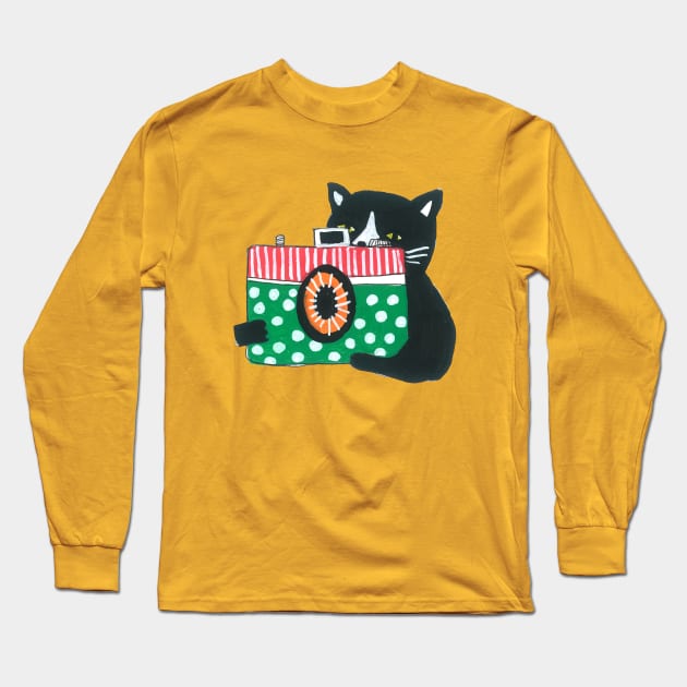 Photographer Cat Long Sleeve T-Shirt by DoodlesAndStuff